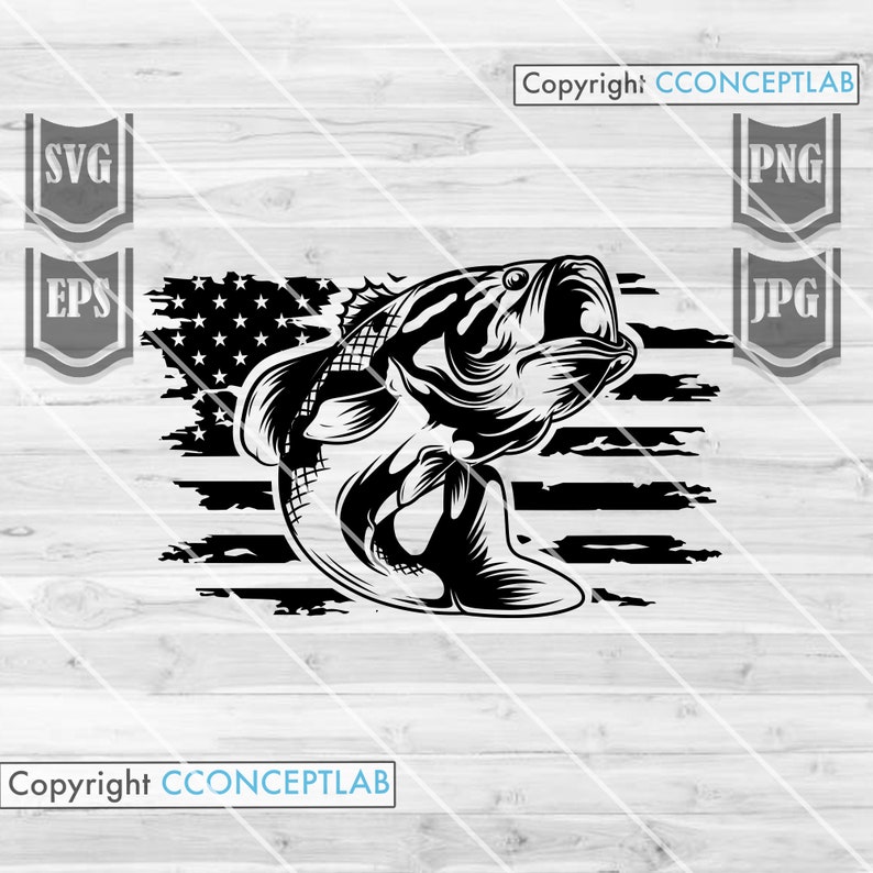 Download US Bass Fishing Svg File US Flag Bass Fish USA bass Fish ...