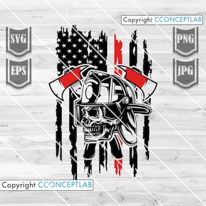 US Firefighter Skull Svg File || Brandweerman svg | Brandweershirt | Brandweerman Png | Us Firefighter svg | First Responder svg | Cutfiles