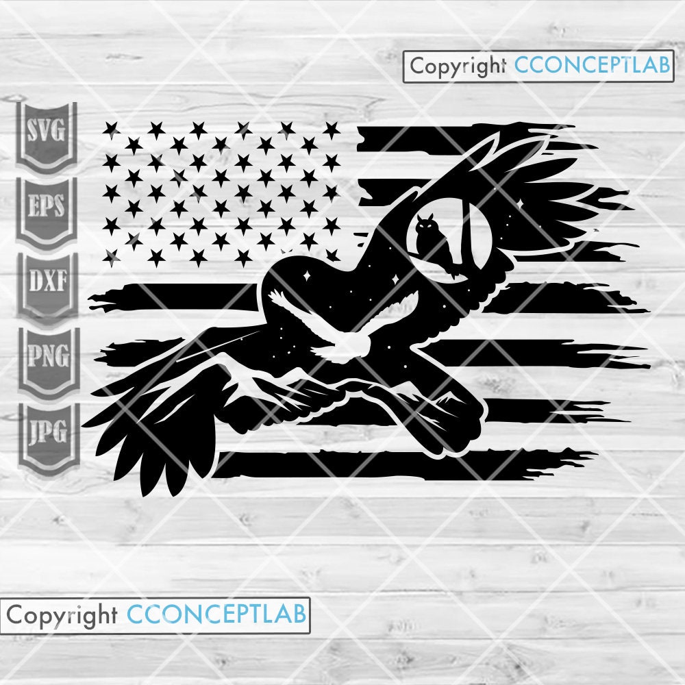 US Owl Scene Wilderness svg | Nocturnal Animal Clipart | Wild Life Cut File | Zoo Keeper Gift Idea |