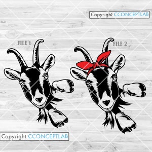 Peeking Goat svg / Farm Animal Clipart / Farmlife Shirt png / Farmer Dad Gift Idea / Cute Barn Goats with Ribbon dxf / Farming Cutfile jpeg