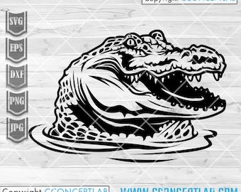 Peeking Crocodile svg | Swamp Animal Clipart | Reptile Stencil | River Creature dxf | Lake Monster Cutfile | Zoo Crew Shirt png| Safari Life
