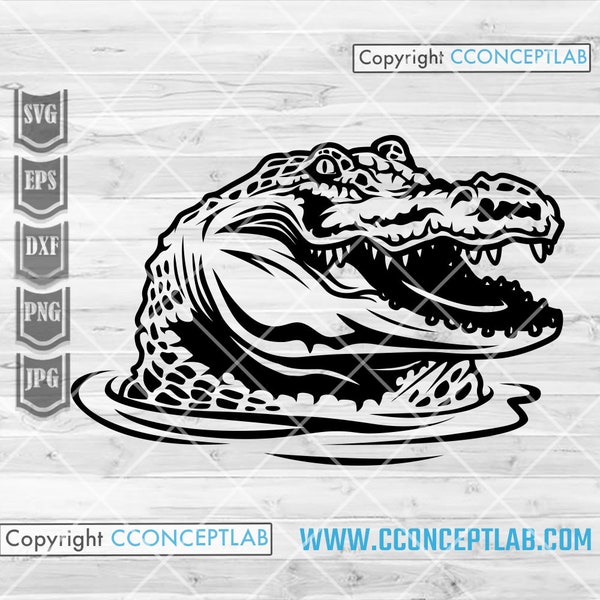 Peeking Crocodile svg | Swamp Animal Clipart | Reptile Stencil | River Creature dxf | Lake Monster Cutfile | Zoo Crew Shirt png| Safari Life