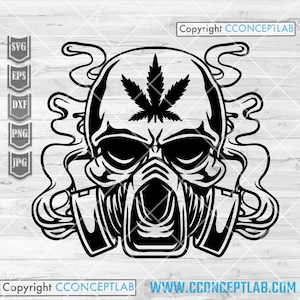 Unkraut Schädel svg | 420 Shirt png | Gas Maske Dope Clipart | Rauchen gemeinsam dxf | Marihuana Cutdatei | Cannabis Schablone | Kiffer Popkultur jpeg