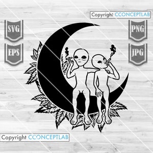 Alien Weed High svg | Beste Knospen Clipart | High Dope Ufo dxf | Smoking Joint Datei | Cannabis Schablone | Marihuana Shirt png | Rasta 420