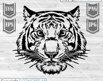 Tiger Animal Svg File || Tiger Cut Files || Tiger Clipart || Tiger Png || Tiger Stencil || Wild Animal svg || Animal Svg || Tiger Cat Svg