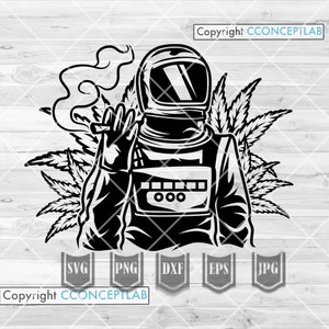 Astronaut Raucher Joint SVG | Unkraut Leben Clipart | Marihuana-Schablone | Cannabis-Schnittdatei | High Astro dxf| Rolling Joint Blunt png | Kush-Svg