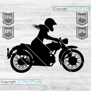 Girl Biker Svg File || Girl Biker Clipart | Girl Rider svg | Biker Svg | Biker Cut Files | Girl Rider Clipart | Girl Biker Decal | Biker Png