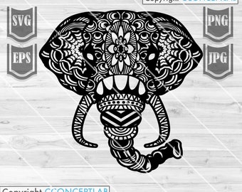 Mandala Elephant svg | Modèle géométrique dxf | Clipart de la vie sauvage | Animal Lover Shirt png | Idée cadeau gardien de zoo | Safari Crew Stencil jpeg
