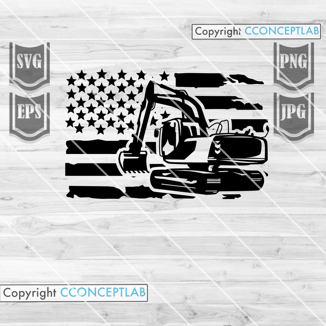 US Flag Excavator Svg | Heavy Equipment Clipart | Machine Operator Dad ...