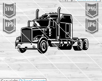 Camion svg / File Svg di camion semi // Clipart di camion grandi // Svg di camionista // Illustrazione di camion semi // Adesivi di camion semi // Cutfile di camion grandi