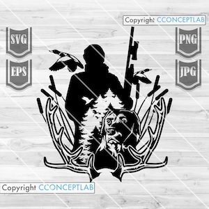 Ente Hirsch Jagd svg | Hunter Dad Geschenkidee | Outdoor Schnittdatei | CampingSzene Schablone | Camper Shirt png | Hirsch Geweih Clipart | Ente dxf