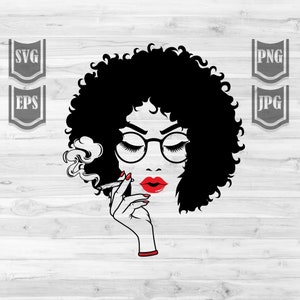 Afro Girl Smoking Weed svg / Rasta Black Woman Clipart / Marijuana Cut File / 420 Shirt png / Kush Diva dxf / Cannabis Stencil / High Dope