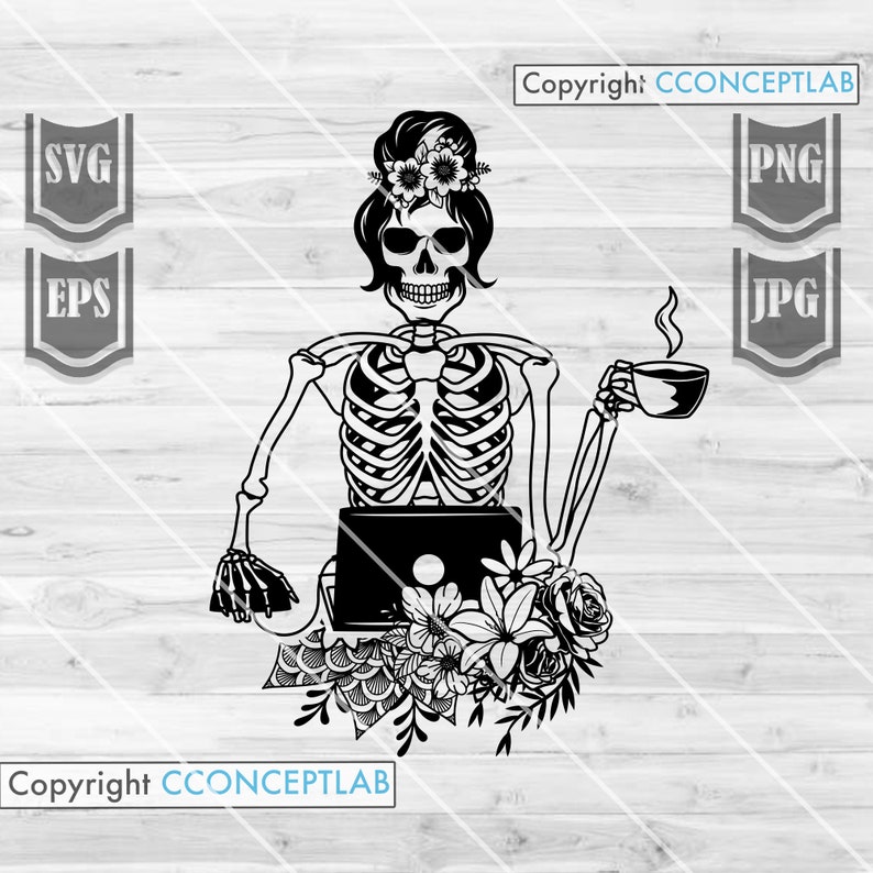 Download Coffee and Chill Svg File Skeleton Coffee Svg | Etsy