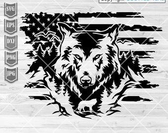 Howling Wolf Svg Hunting Wolves Scene Dxf Wild Life Cutfile Woodland ...