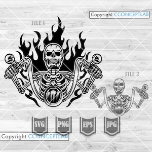 Biker Skull svg | Biker Skull png | Biker Clipart | Biker Cutfile | Biker Dad svg | Biker Shirt svg | Fiets svg | Rider svg | Biker Stencil