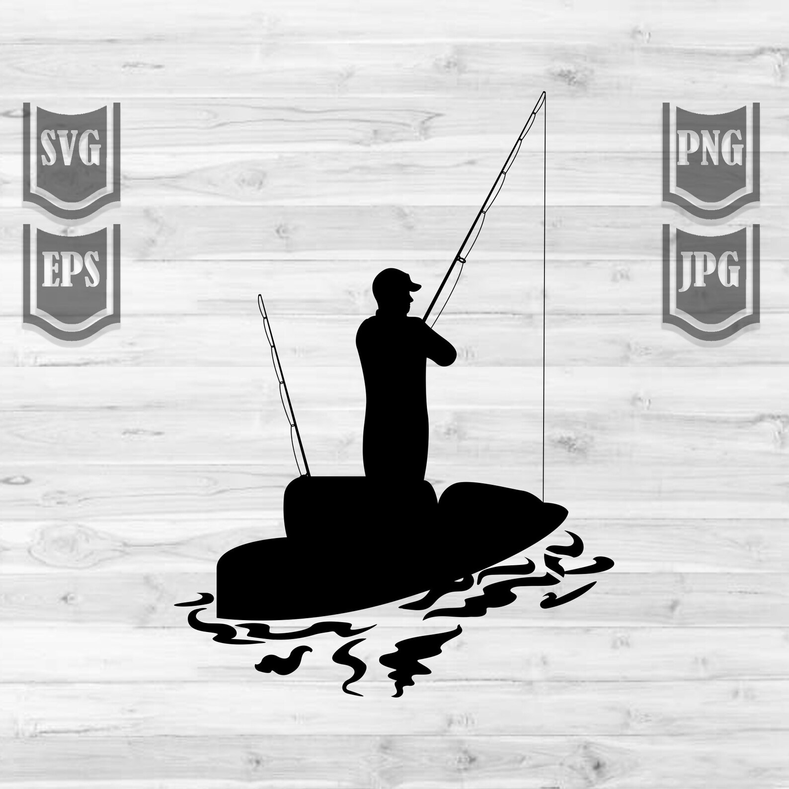 Kayak Fishing Clipart Svg File Fishing Svg Fishing Etsy