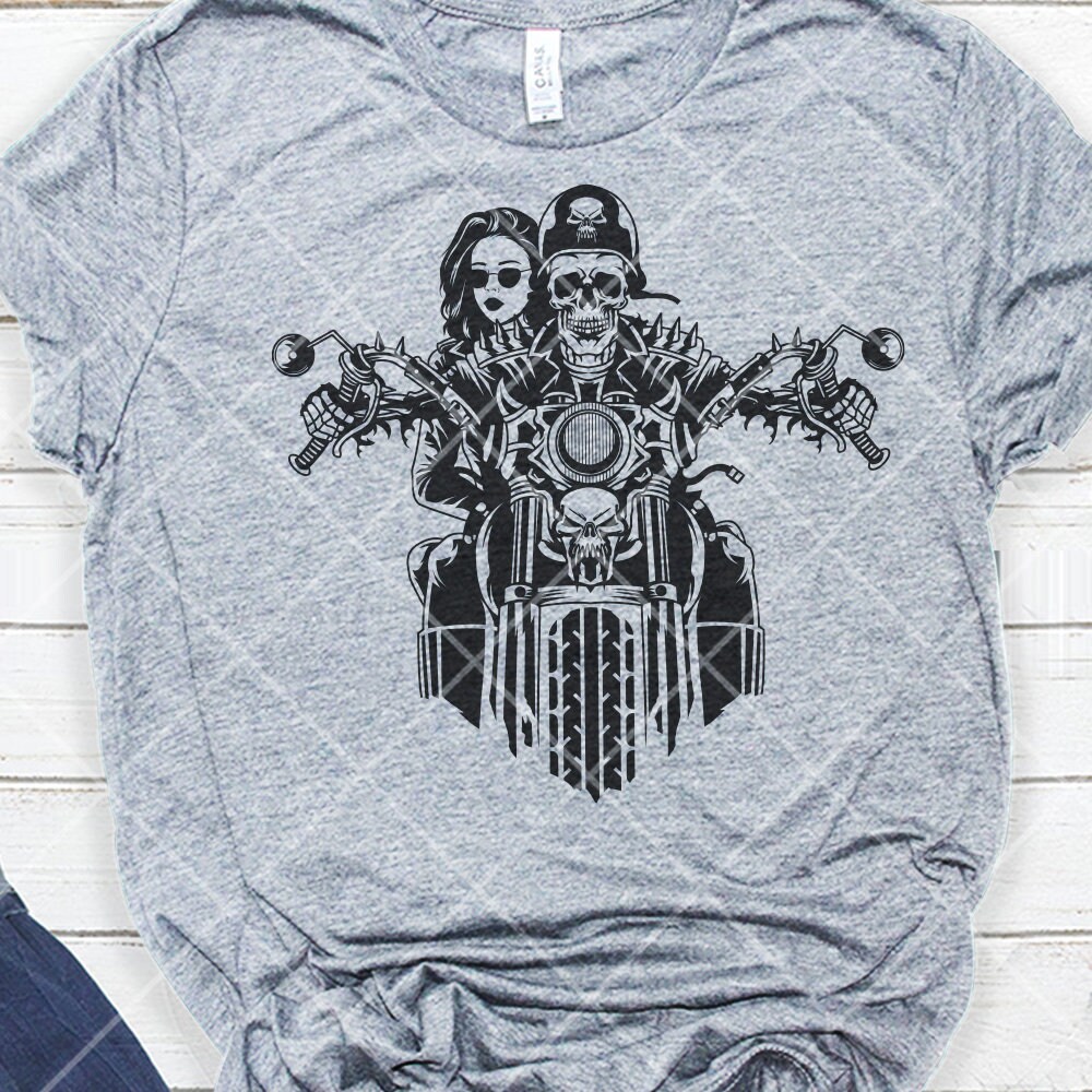 Biker Skull Lover Svg | Couple Rider Stencil | Motorbike Mom and