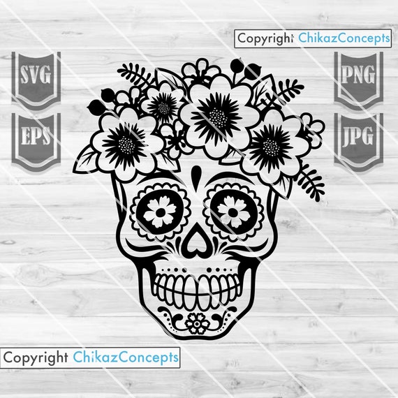 Download Floral Sugar Skull Svg File