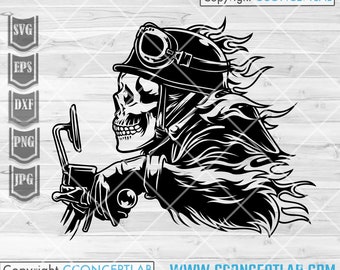 バイカー スカル svg | ビッグ バイク ラリー シャツ png | ライダー パパへのギフト アイデア | エクストリーム スポーツ カットファイル | バイク ステンシル | バイク ライド クリップアート DXF
