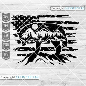US Wolf Scene Wilderness Outdoor svg | Howling Wolf Clipart | Camp Scene Stencil | Mountaineer Cut File | Wild One Shirt png | Adventure dxf