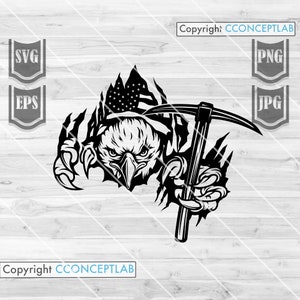 Mining Eagle Svg || Mining Svg || Mining Shirt || Mining Cut Files || Miner Svg || US Miner Svg || US Mining Svg || Mining Png || Miner Png