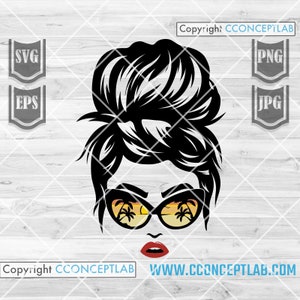 Moeder svg | Zomer Shirt png | Momlife Cutfile Messy Bun Hair Mama Clipart Beach Vibes dxf Vakantie mode Stencil | Mama op Vacay jpeg