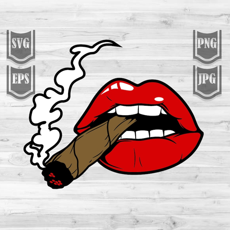 Sexy Red Lips Smoking Joint Cannabis Svg Etsy.