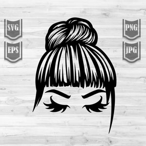 メッシーなおだんごの前髪 SVG || カットファイル || まつげ SVG || メッシーなおだんご SVG || おだんごヘア SVG ||