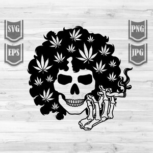 Afro Skull Smoking Joint svg | Weed Life Clipart | Cannabis Cutfile | Marihuana Schablone | Rasta 420 dxf | Dope Stoner Mom Shirt png | Kush