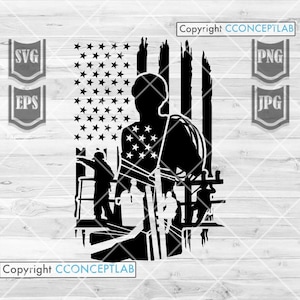 Lineman svg | Electrician Clipart | US Construction Work dxf | Contractor Worker Cutfile | Cable Line Dad Fixer | Line Man Repairman Stencil