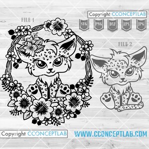 Niedlicher Floraler Leopard svg | Süßes Baby Tier Clipart | Zoo Crew Shirt png | Safari Keeper Geschenkidee | Wildes Leben Cutfile | Blumen tier dxf