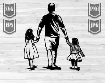 Father and 2 Daughters || Svg File || Dad life svg || Like Father like Daughter | Daugters first Love || Dad and Daugter svg || Cut Files