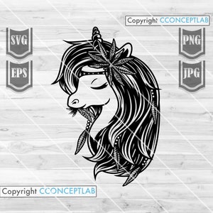 Cannabis Einhorn svg | 420 Weed Shirt png | Rasta Animal Cutfile | Marihuana Blatt Schablone | Kush dxf | Dope Smoking Joint Clipart | Gesteinigt