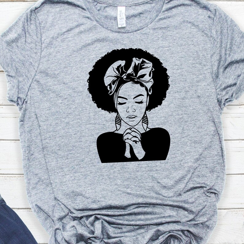 Download Afro Black woman Praying Svg File Black Woman Svg | Etsy