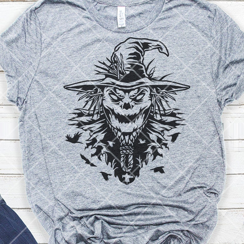 Scarecrow Svg Happy Halloween Shirt Png Scary Skull - Etsy