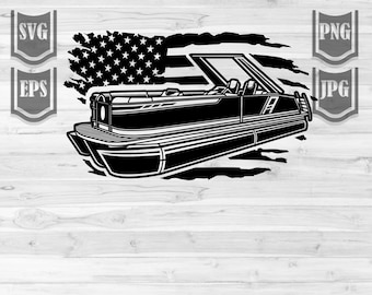 Pontón svg / US Pontoon Boat svg / Sea Water Vessel Clipart / Lake Fishing / River Canoe Cutfile / Fisherman Dad png / Boat Repair Shop dxf