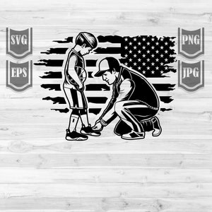 Vader en Zoon Basketbal svg | Vader ondersteuning voor kind Clipart | Sportspeler Cutfile | Papa Tying Son's Shoe Lace Stencil DadLife KidLife