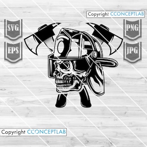 Brandweerman Skull Svg | Brandweerman Vader Clipart | Brandweerman Vader Geknipt Bestand |  First Responder Shirt png | 911 DXF Clipart | Rescue Help Cutfile
