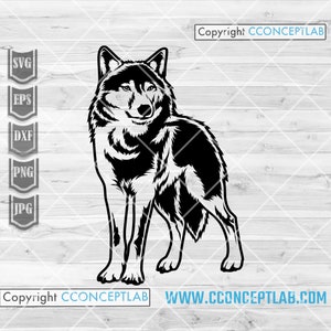 Wilk svg | Clipart z dzikiej przyrody | Woodland Snow Animal Cutfile | Wolf Packs dxf | Koszulka z psem wilkiem png | Szablon wyjącego stworzenia | Zoo Crew jpeg