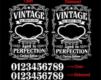 Custom Birthday SVG Bundle | Aged to Perfection Clipart | Vintage Birthday Cutfile | 30th 40th 50th 60th Bday Gift Idea | All Year Shirt png