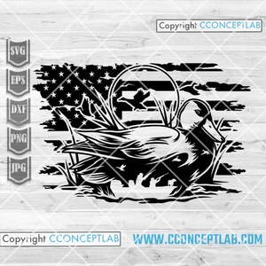 US Enten-Jagd-Szene svg | USA Hunter Dad Clipart | T-Shirt png | Camping Aussicht dxf | Camper Cutdatei | Jagd Schablone | Gans jpeg