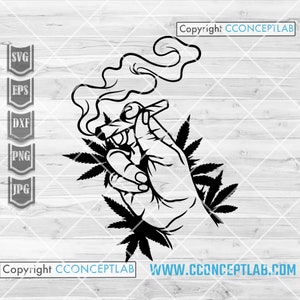 Hand rauchen joint svg | Cannabis Blatt Clipart | Marihuana Cutfile | Unkraut Shirt png | 420 dxf | Kush Life Schablone | Rasta Dope jpg | Stoner