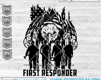 First Responder svg | US Eagle svg | Dispatcher Clipart | Emergency Rescue Cutfile | 911 Shirt png | EMT dxf | Patriotic Shirt png| Big Bird