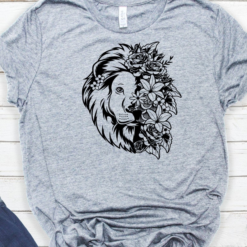 Lion Floral Svg File || Lion Svg || Lion Flowers svg || Floral animal svg || Animal Flowers Svg | Lion head Svg | Lion Animal svg | Cutfiles image 2