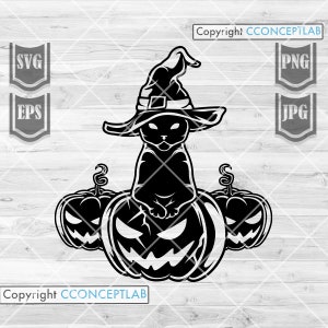 Halloween Cat svg | Pumpkin svg | Cat svg | Cat Clipart | Cat Cutfile | Scary Pumpkin svg | Halloween Scene svg | Pumpkin Clipart | Cat png
