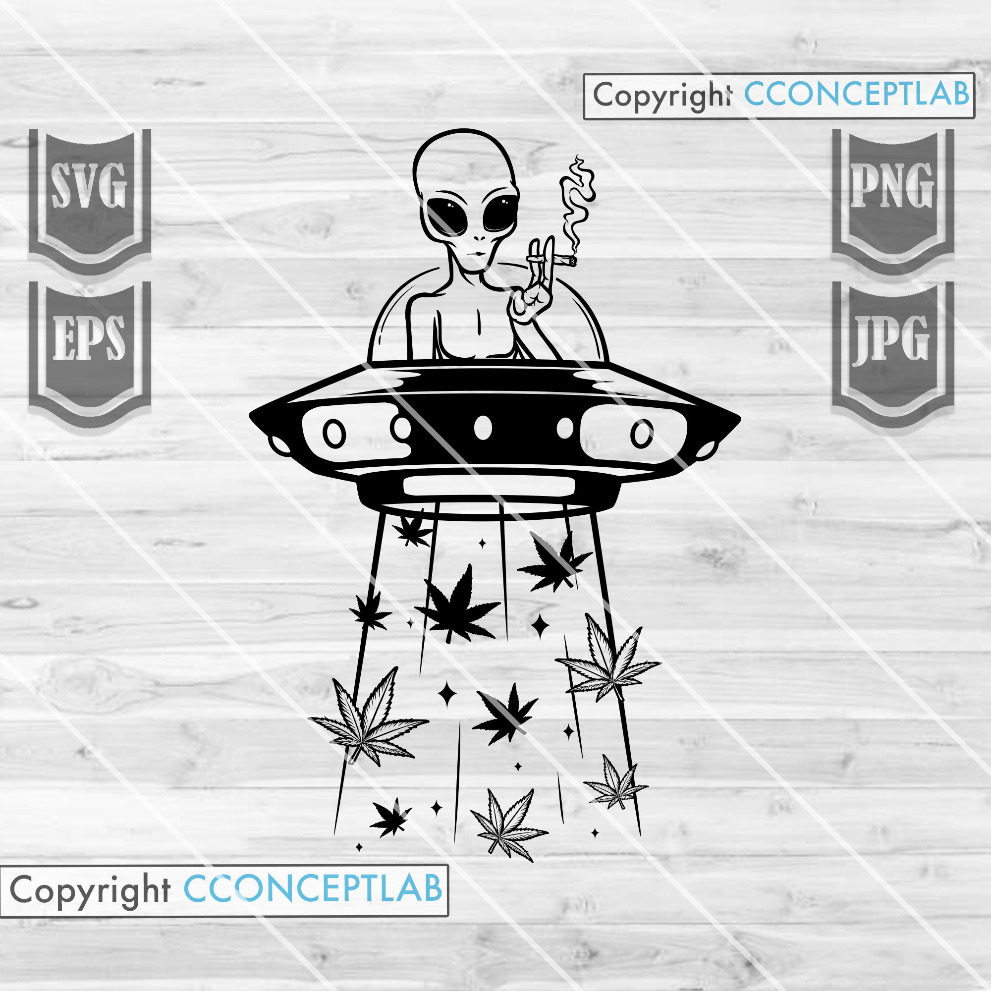 Alien Harvesting Weed Svg || Alien Svg || Alien Smoking