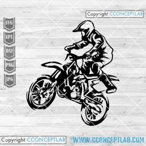 Motard motard motocross svg | Clipart papa cavalier | Fichier vectoriel Sports extrêmes | Rallye vélo BMX dxf | Pochoir moto | Chemise motard png