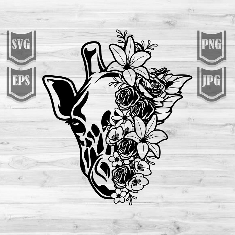 Download Floral Giraffe Svg File Giraffe Svg Giraffe Clipart | Etsy