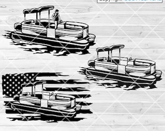 Pesca SVG / Barco pontón SVG / Archivo de corte de papá pescador / Clipart de pescador de mar / Plantilla de barco de pesca de mar / Camisa de pescador PNG / Barco de vela de lago