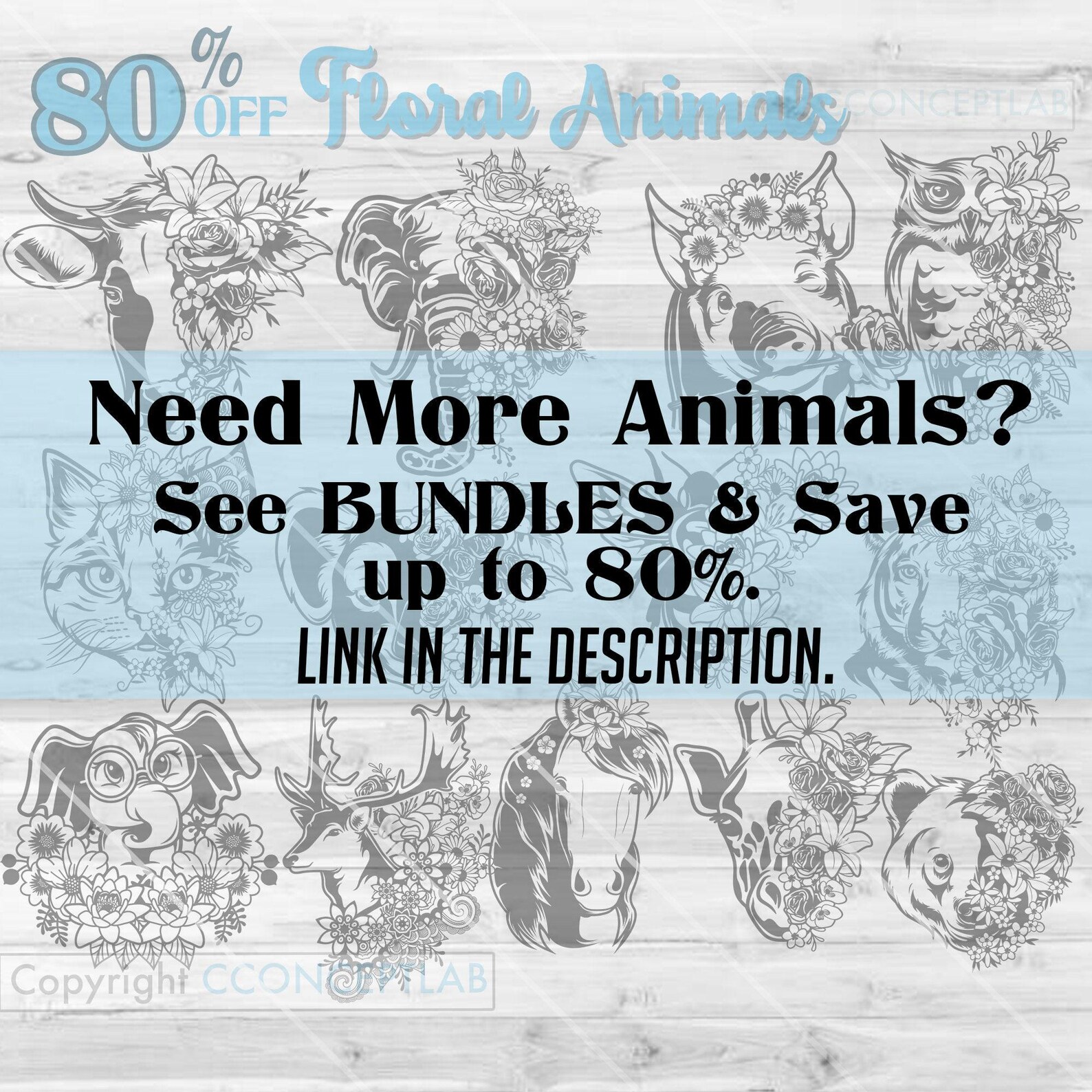 Animal Bundle Svg | Floral Animal SVG Bundle Svg | Cute Animal Clipart ...